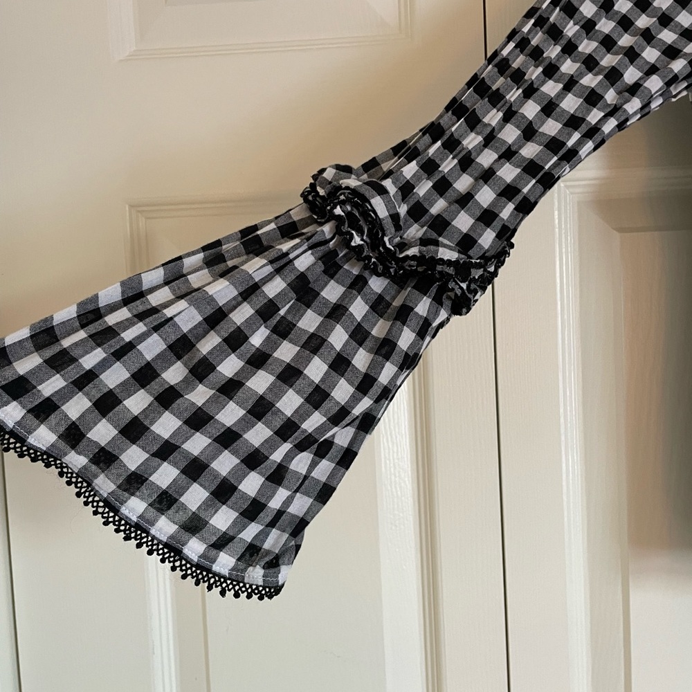 JCrew Gingham Ruffle Bell Sleeve Blouse - Picture 2 of 4